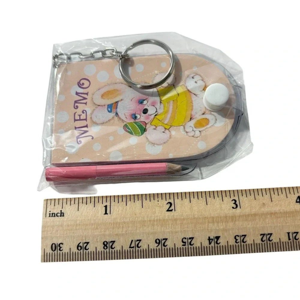 1990s Bunny Keychain Memo Pad Notebook‎ with Pencil NOS Retro Vintage Easter